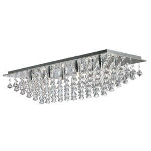 Searchlight Hanna 8Lt Flush Chrome Metal & Clear Crystal