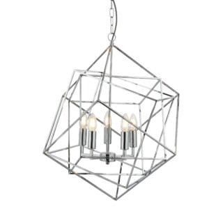 Ceiling Pendants - Searchlight Cube 5Lt Pendant Polished Chrome Metal (7865-5CC)
