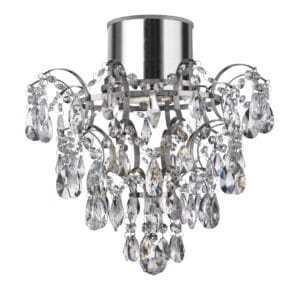 Ceiling Pendants - Searchlight Belle Chandelier Chrome Metal & Clear Crystal (7901-1CC-LED)