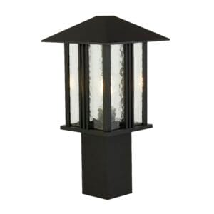 Bollards & Posts - Searchlight Venice Post Black Metal & Water Glass (7925-450)