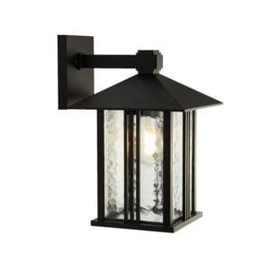 Lanterns - Searchlight Venice Outdoor Wall Light Black & Water Glass IP44 (7926BK)