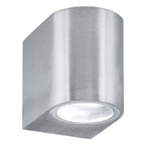 Up & Down Lights - Searchlight Eiffel Outdoor Wall Light Satin Silver Clear & Frosted (8008-1SS-LED)