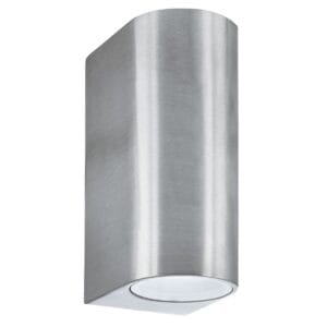 Up & Down Lights - Searchlight Eiffel Outdoor 2Lt Wall Light Satin Silver Clear & Frosted (8008-2SS-LED)