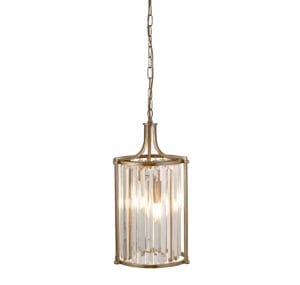 Ceiling Pendants - Searchlight Victoria 2Lt Pendant Antique Brass Metal & Clear Crystal (8092-2AB)