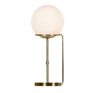 Searchlight Sphere Table Lamp Antique Brass Metal & Opal Glass