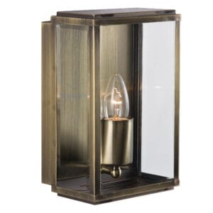 Lanterns - Searchlight Box Outdoor Wall Light Antique Brass Metal & Glass (8204AB)