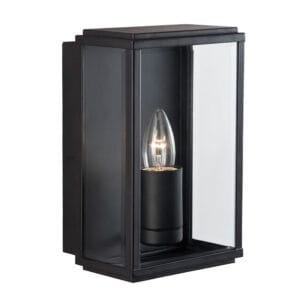 Wall Lighting - Searchlight Box Outdoor Wall Light Black Metal & Glass (8204BK)