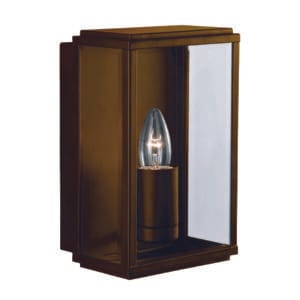 Lanterns - Searchlight Box Outdoor Wall Light Rustic Brown & Glass (8204RUS)
