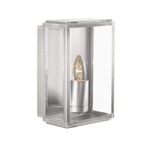 Wall Lighting - Searchlight Box Outdoor Wall Light Satin Silver Metal & Glass (8204SS)