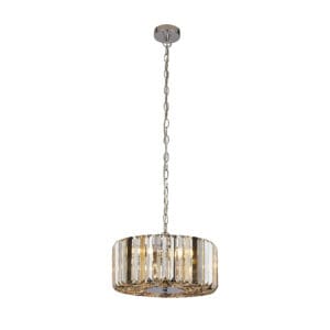 Ceiling Pendants - Searchlight Chapeau 3Lt Pendant/SemiFlush Chrome & Mixed Glass (82101-3CC)