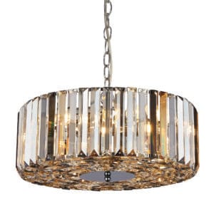 Ceiling Pendants - Searchlight Chapeau 5Lt Pendant/SemiFlush Chrome & Mixed Glass (82101-5CC)