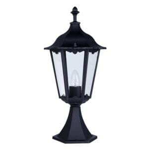 Bollards & Posts - Searchlight Alex 55cm Outdoor Post Silk Black Metal & Glass IP44 (82503BK)