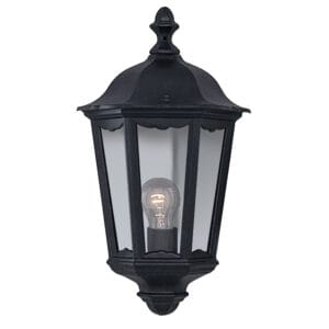 Lanterns - Searchlight Alex Outdoor Wall Light Black Metal & Glass (82505BK)