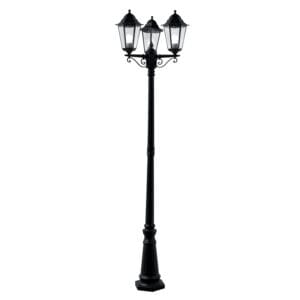 Bollards & Posts - Searchlight Alex 220cm 3Lt Outdoor Post Silk Black Metal & Glass IP44 (82540BK)