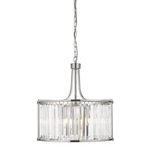 Ceiling Pendants - Searchlight Victoria 5Lt Drum Pendant Chrome Metal & Clear Crystal (8295-5CC)