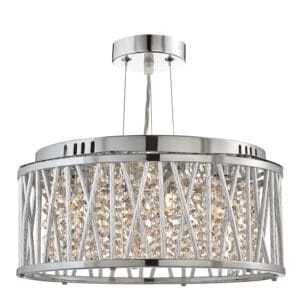 Ceiling Pendants - Searchlight Elise 3Lt Pendant to SemiFlush Chrome Metal & Crystal (8333-3CC)