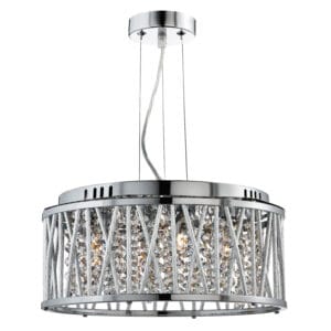 Ceiling Pendants - Searchlight Elise 4Lt Pendant to SemiFlush Chrome Metal & Crystal (8334-4CC)