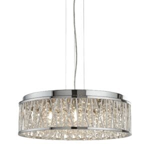 Ceiling Pendants - Searchlight Elise 7Lt Pendant to SemiFlush Chrome Metal & Crystal (8337-7CC)