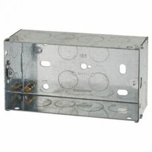 2 Gang Flush Back Box with Knockout - 47mm - Galvanised