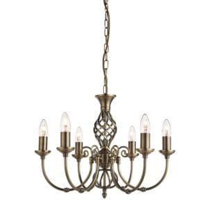 Ceiling Pendants - Searchlight Zanzibar 6Lt Pendant Antique Brass Metal (8396-6)