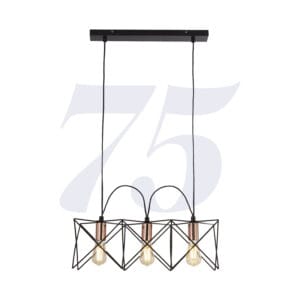 Ceiling Pendants - Searchlight Anthea 3Lt Pendant Black Metal & Copper (8413-3BK)