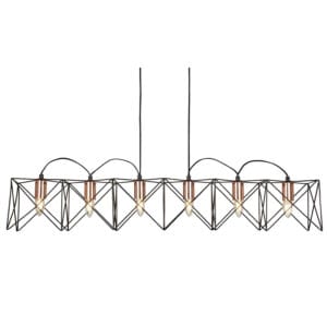 Ceiling Pendants - Searchlight Anthea 6Lt Pendant Black Metal & Copper (8416-6BK)