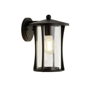 Lanterns - Searchlight Pagoda Outdoor Wall Light Black Metal & Clear Glass (8477BK)