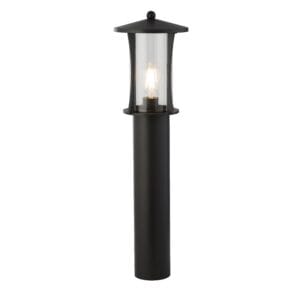 Bollards & Posts - Searchlight Pagoda Outdoor Post Black Metal & Clear Glass (8478-730)