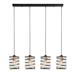 Ceiling Pendants - Searchlight Spring 4Lt Bar Pendant Black Metal & Gold (85583-4BGO)