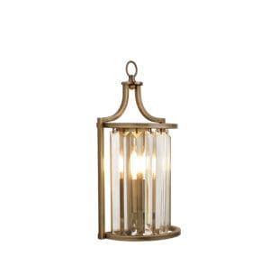 Wall Lighting - Searchlight Victoria Wall Light Antique Brass Metal & Clear Crystal (8571AB)