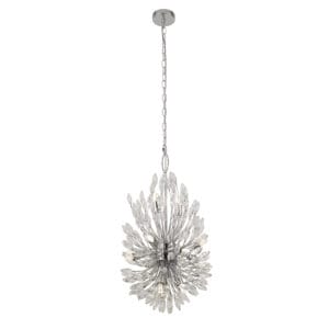 Ceiling Pendants - Searchlight Peacock 14Lt Pendant Chrome Metal & Crystal (86012-14CC)