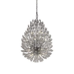 Ceiling Pendants - Searchlight Peacock 20Lt Pendant Chrome Metal & Crystal (86012-20CC)