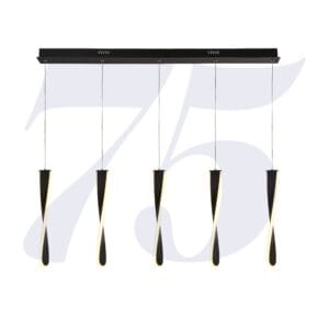 Ceiling Pendants - Searchlight Paddle 5Lt Bar Pendant Black Metal & Opal Silicon (8675-5BK)
