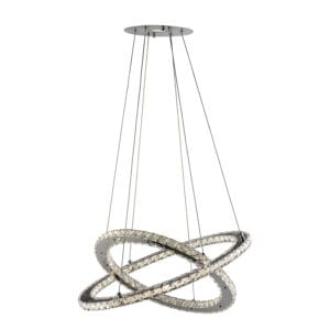 Ceiling Pendants - Searchlight Clover 2Lt LED Ring Pendant Chrome & Clear Glass (8757-168CC)