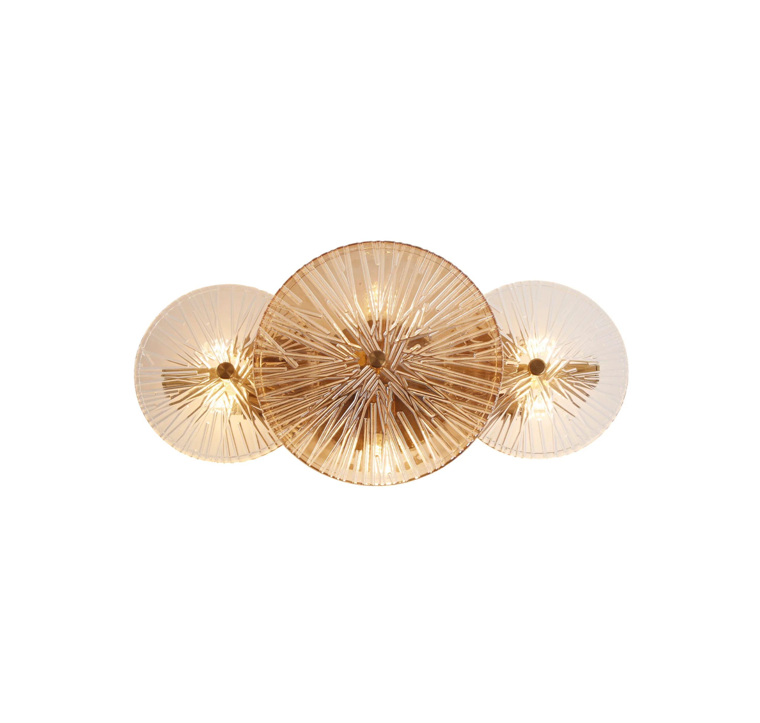 Ceiling Lighting - Searchlight Wagon Wheel 6Lt Wall/Flush Bronze Metal Clear Amber Glass (88210-6BZ)