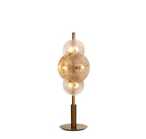 Table Lamps - Searchlight Wagon Wheel 6Lt Table Lamp Bronze Metal Clear Amber Glass (88211-6BZ)