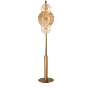 Floor Lamps - Searchlight Wagon Wheel 6Lt Floor Lamp Bronze Metal Clear Amber Glass (88212-6BZ)