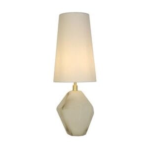 Table Lamps - Searchlight Apex 1Lt Table Lamp Satin Brass Metal White Resin White Sh (88250WH)