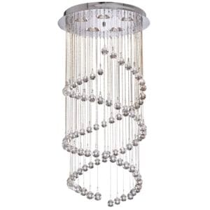 Ceiling Pendants - Searchlight Hallway 5Lt MultiDrop Pendant Chrome Metal & Clear Crystal (8843CC)