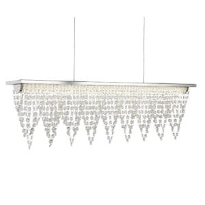 Ceiling Pendants - Searchlight Drape LED Bar Pendant Chrome Metal & Clear Crystal (8857CC)