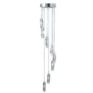 Ceiling Pendants - Searchlight Sculptured Ice MultiDrop Pendant Chrome & Glass (888-8)
