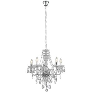 Ceiling Pendants - Searchlight Marie Therese 5Lt Pendant Clear Glass & Acrylic (8885-5CL)