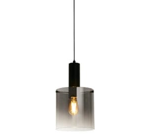Ceiling Pendants - Searchlight Sweden Pendant Matt Black Metal & Smoked Ombre Glass (88910-1BK)