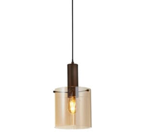Ceiling Pendants - Searchlight Sweden Pendant Mocha Metal & Amber Glass (88910-1MO)