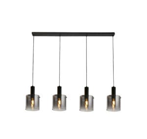 Ceiling Pendants - Searchlight Sweden 4Lt Bar Pendant Black Metal & Smoked Ombre Glass (88910-4BK)