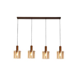 Ceiling Pendants - Searchlight Sweden 4Lt Bar Pendant Mocha Metal & Amber Glass (88910-4MO)