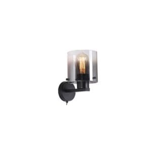 Wall Lighting - Searchlight Sweden 1Lt Wall Light Matt Black & Smoked Glass (88912-1BK)