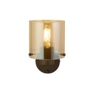 Wall Lighting - Searchlight Sweden 1Lt Wall Light Mocha Metal & Amber Glass (88912-1MO)
