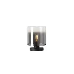 Searchlight Sweden 1Lt Table Lamp Matt Black Metal with Smoked Ombre Gl