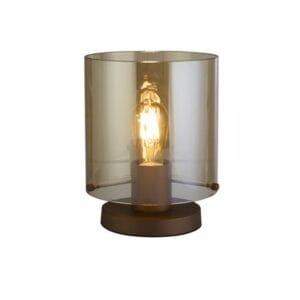 Table Lamps - Searchlight Sweden 1Lt Table Lamp Mocha Metal with Amber Glass (88913-1MO)